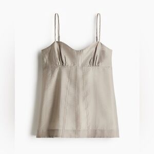 H&M EDITION GRAY LINEN BLEND SEMI SHEER CAMISOLE TOP SPRING MINIMALIST RESORT S